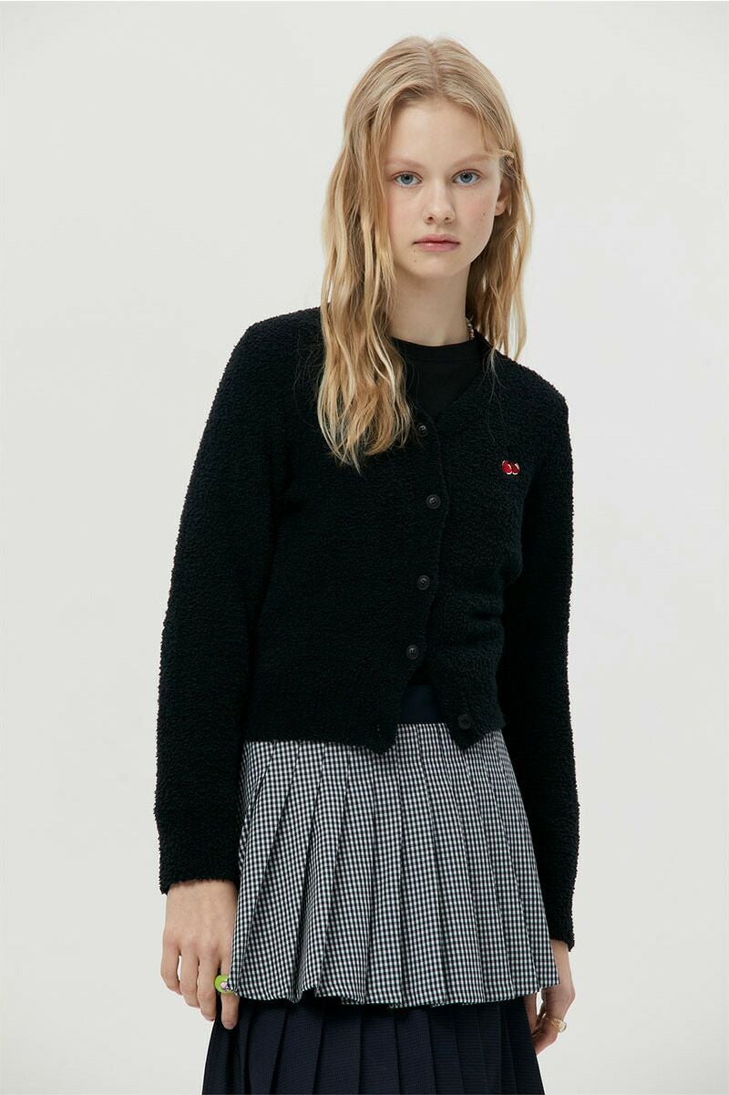 【新品】kirsh スモールチェリー カーディガン ブラック フリーサイズ KIRSH（キルシー）の「KIRSH SMALL CHERRY BASIC CARDIGAN スモール