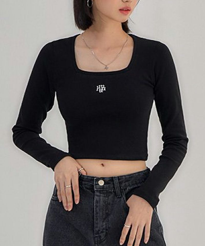 muahmuah ムーアムーア 正規品 SQUARE NECK CROP LONG SLEEVE/全3色
