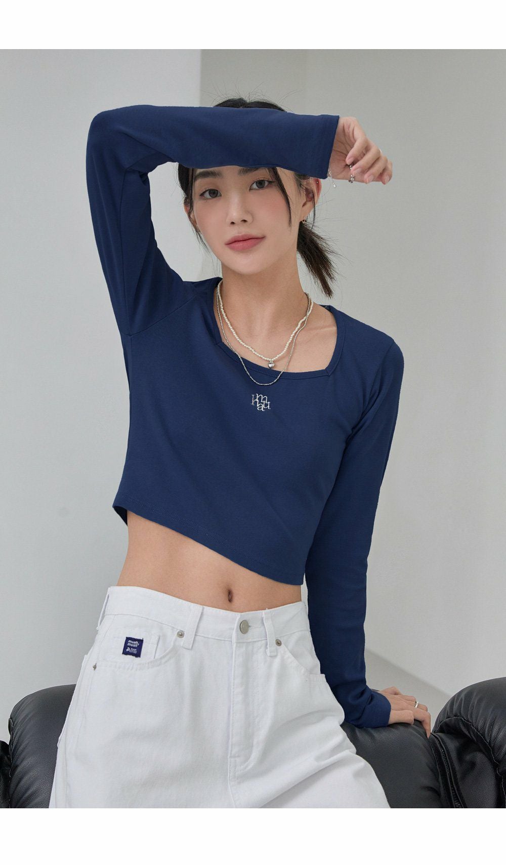 muahmuah ムーアムーア 正規品 SQUARE NECK CROP LONG SLEEVE/全3色