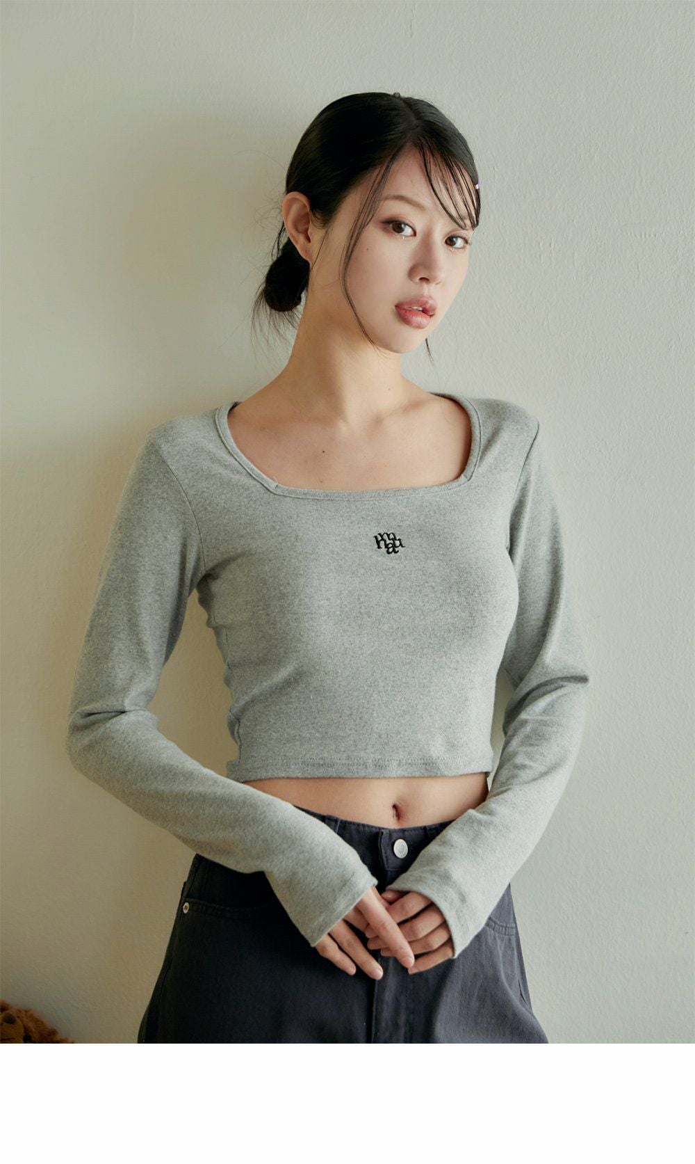 muahmuah ムーアムーア 正規品 SQUARE NECK CROP LONG SLEEVE/全3色