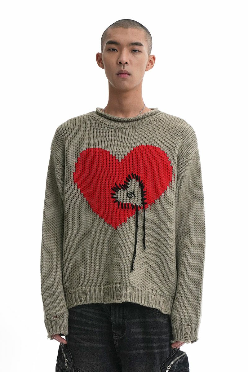 OY オーワイ ハートステッチニット HEART STICH DESTOYED KNIT/全2色