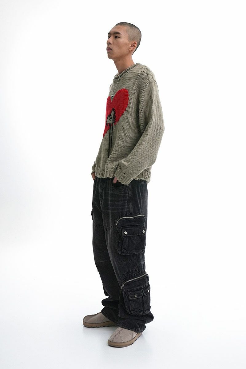OY オーワイ ハートステッチニット HEART STICH DESTOYED KNIT/全2色