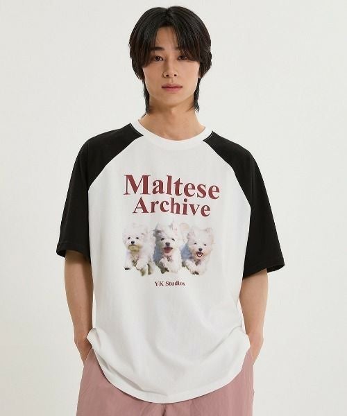 WaiKei ワイケイ マルティーズ ラグラン半袖Tシャツ Maltese archive