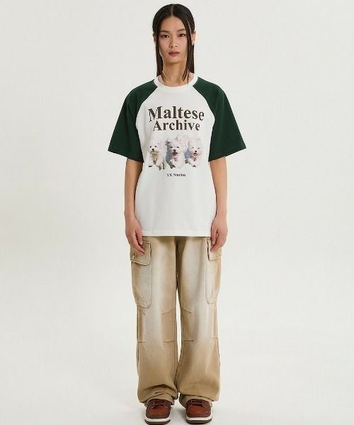 WaiKei ワイケイ マルティーズ ラグラン半袖Tシャツ Maltese archive