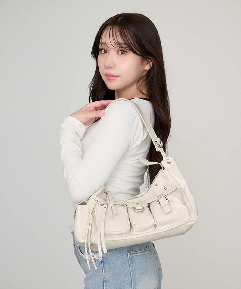 DAESE Select マルチポケット フェイクレザーショルダーバッグ/全4色